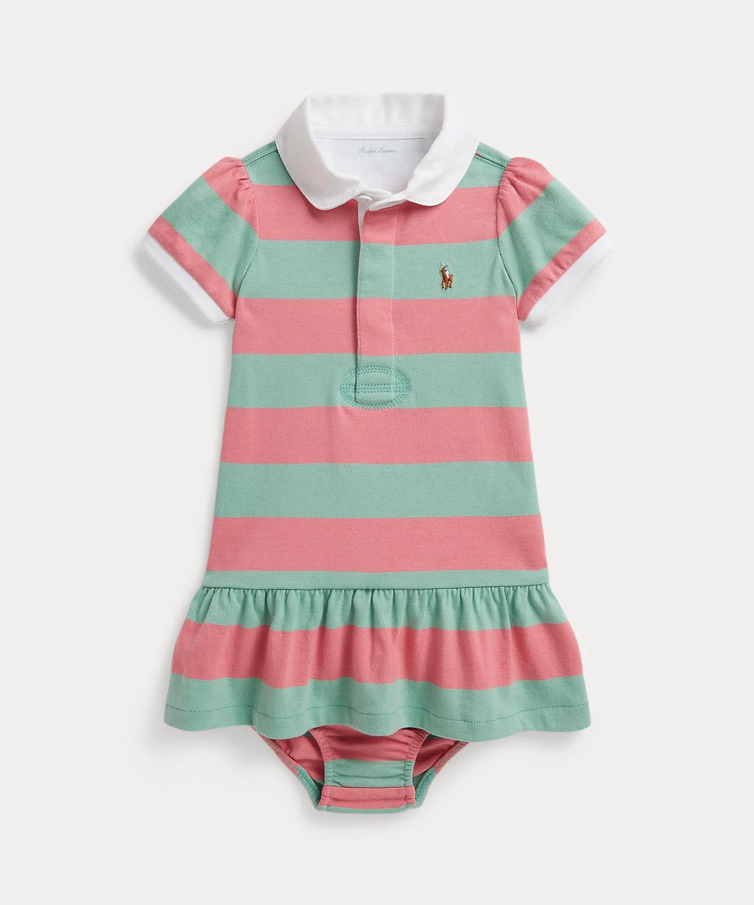 Детское полосатое платье для регби и панталоны Polo Ralph Lauren, 660 Pink