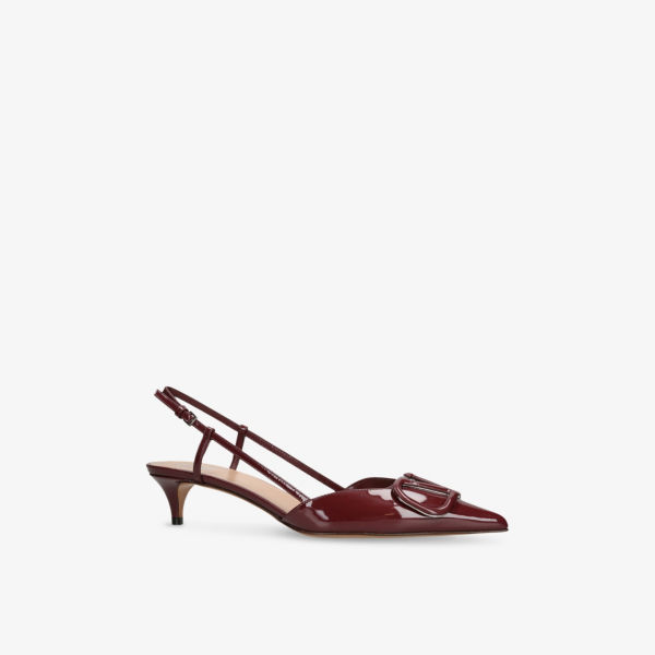 Лодочки Valentino Garavani Vlogo signature лаковые на ремешке, винный — фото 3