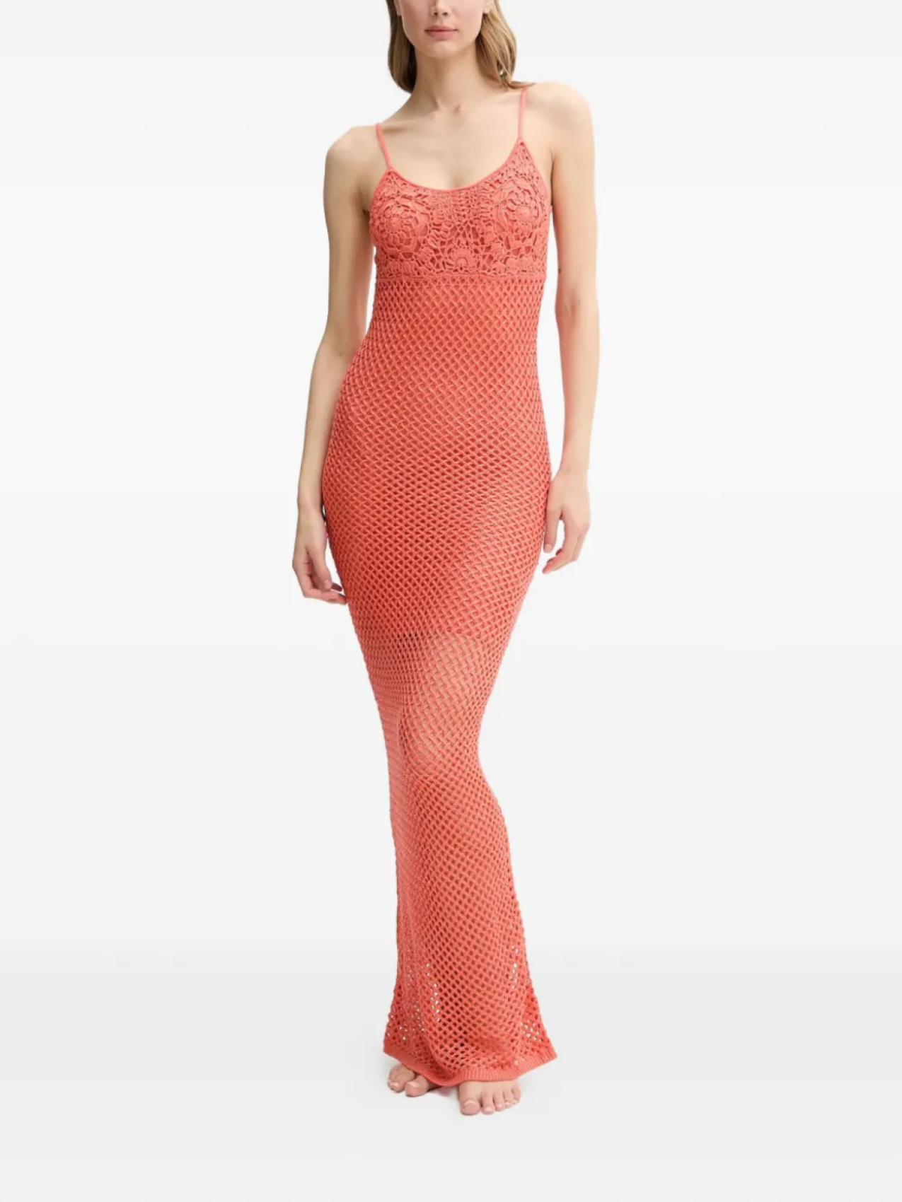 

GUESS USA макси-платье с деталями, связанными крючком, розовый