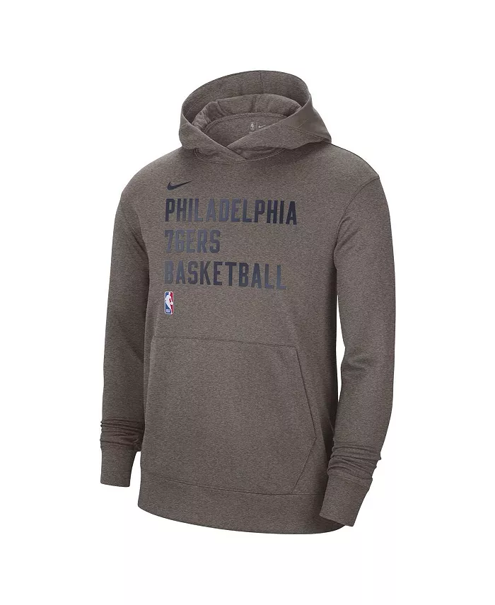 Мужская и женская худи Heather Gray Philadelphia 76ers 2023/24 Performance Spotlight On-Court Practice Pullover Hoodie Nike — фото 2