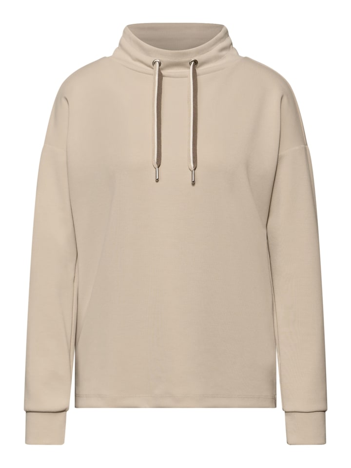 

Street One Рубашка из хлопка бежевого цвета с полосатым узором, имитирующим шелк, с QR-кодом