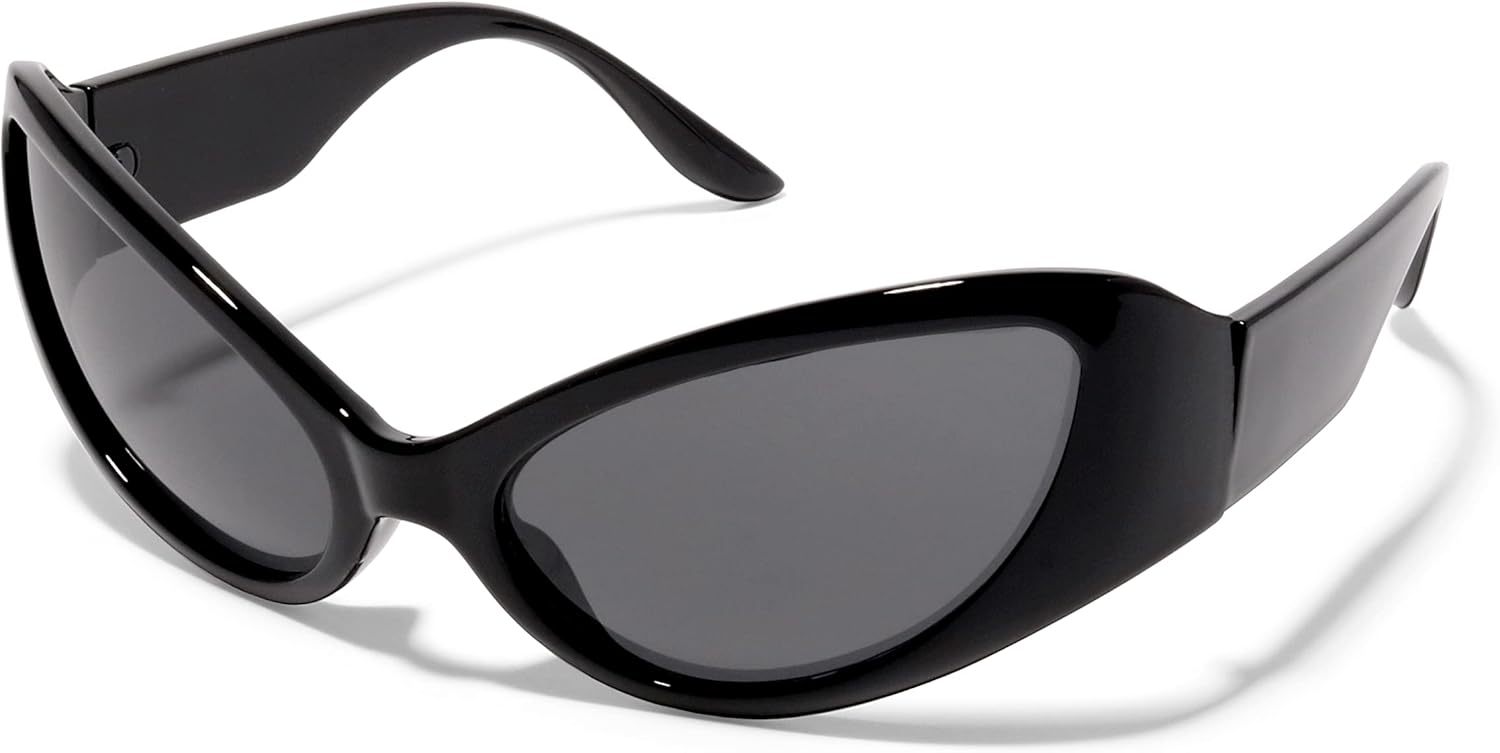 

Солнцезащитные очки ShadyVEU в стиле ретро «кошачий глаз», обтекаемые, для женщин и мужчин, винтажные, маленькие, ударопрочные, с защитой от УФ-излучения UV400, Glossy Black Frame / Smoke Lens