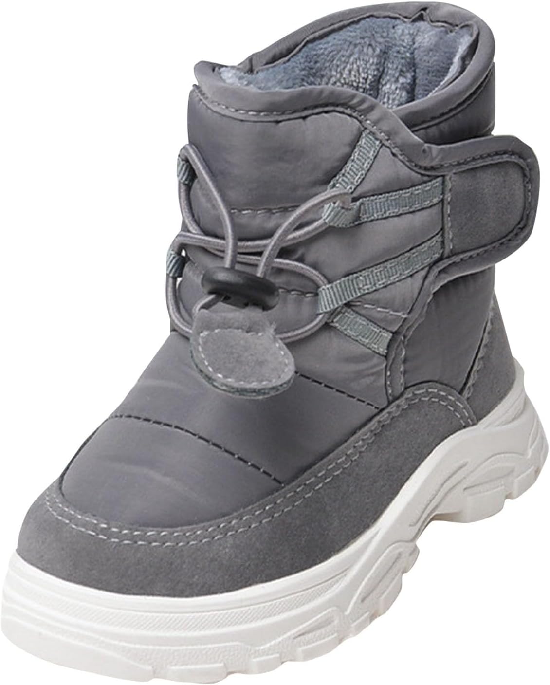 

Водонепроницаемые зимние ботинки для малышей, мальчиков и девочек, с мягким пушистым флисом, теплые, объемные, на ремешках Generic, Grey