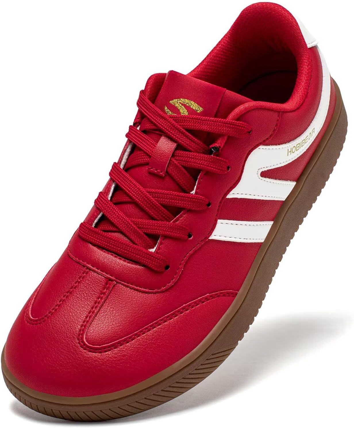 

HOBIBEAR Босоножки Широкие Повседневные На Шнуровке Ретро Кожаные Модные Кроссовки для Женщин и Мужчин, красный