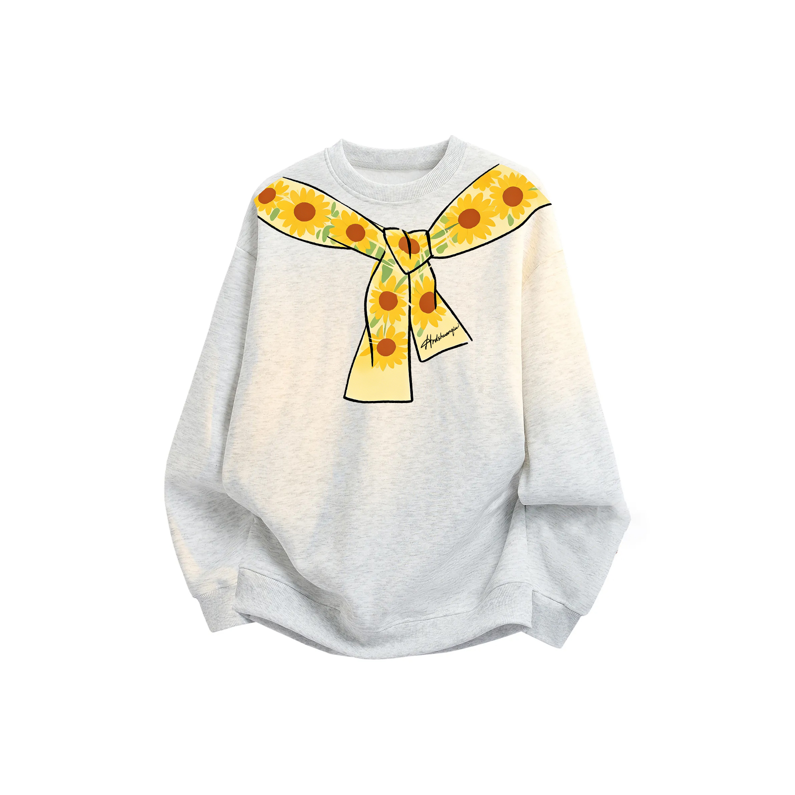 

Свитшот Unisex Crew Neck Moderate Heavyweight HUANQIU, белый heather серый