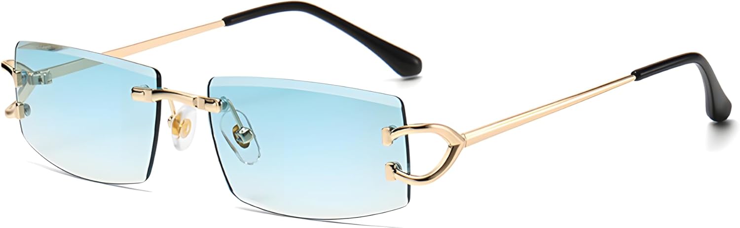 

Солнцезащитные очки Heptagram без оправы, прямоугольной формы, для мужчин и женщин, маленькие, узкие, квадратные, без оправы, в стиле 70-х и 90-х годов HEPTAGRAM 7, Gradient Green