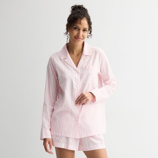 

Женская пижамная рубашка oversize с V-образным вырезом Sonoma Goods For Life, цвет pink stripe