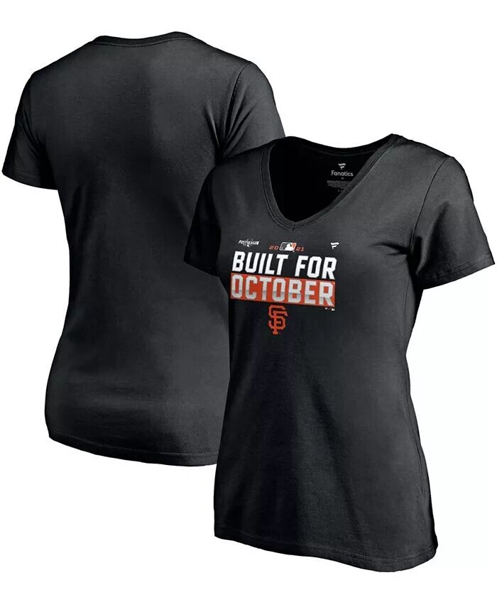 

Черная женская футболка San Francisco Giants 2021 Post Season Locker Room с v-образным вырезом Fanatics