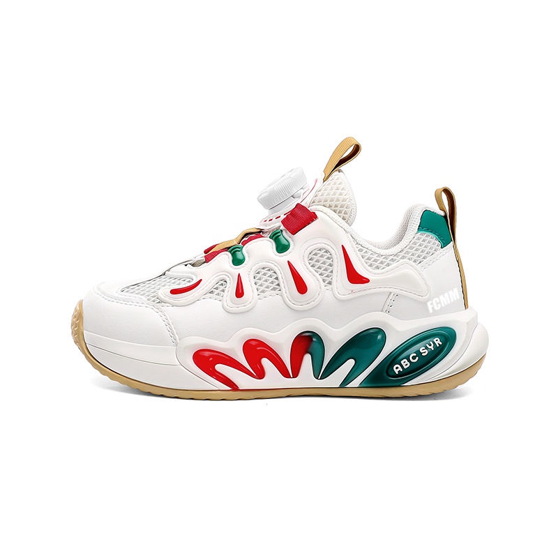

Баскетбольные кроссовки с противоскользящей амортизацией, износостойкие, водостойкие, детские FCMM, белый/красный