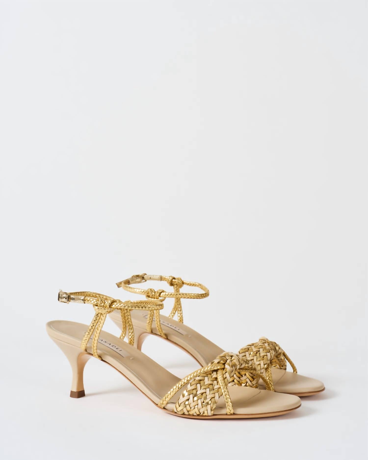 Женские мюли Julia Marbella на каблуке в цвете Bambu и Oro Casadei, Bambu'+Oro