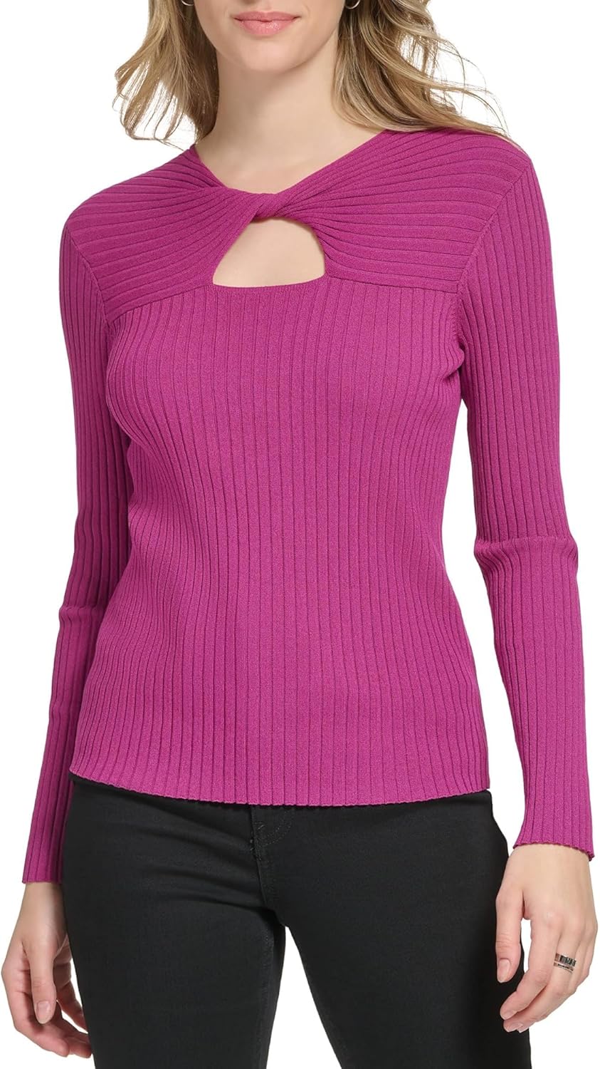 

Calvin Klein Rib Twist Neck с замочной скважиной, Mulberry