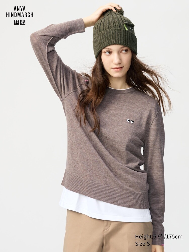 

Джемпер с круглым вырезом из шерсти мериноса Uniqlo, цвет 34 коричневый
