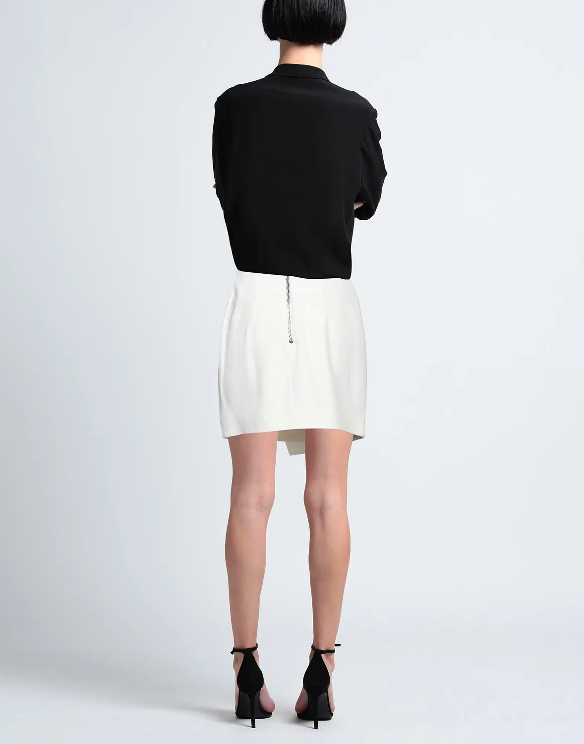 Юбка мини crepe Balmain белая — фото 3