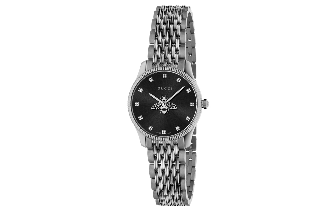 

GUCCI Часы G Timeless Collection Wrist Watch Quartz Movement Stainless Steel Strap Black Dial Women's Watch