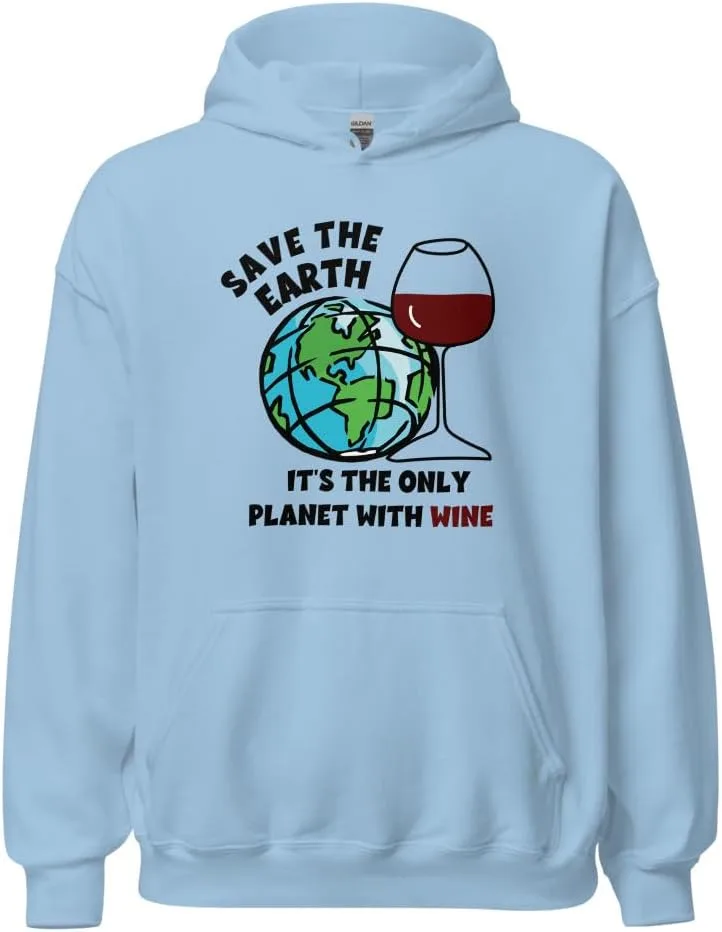 Толстовка Save The Earth Day Only Planet with Wine Drinkers Tasting Lovers Gift Generic, светло-голубой