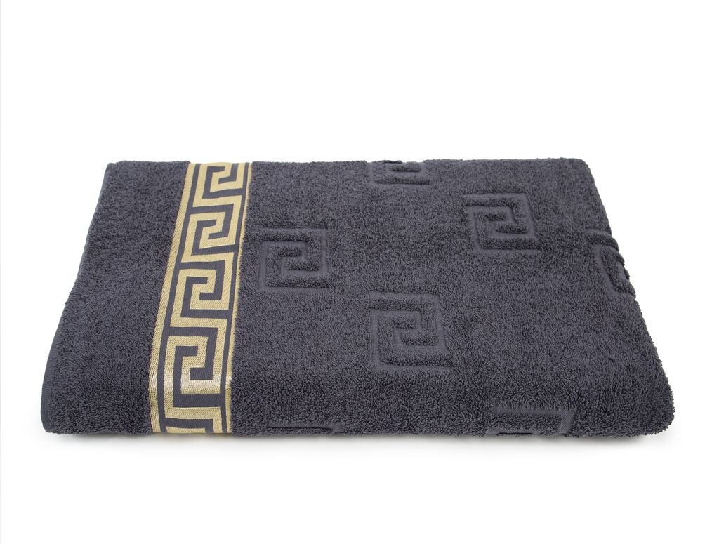 

[T] Роскошное полотенце для сауны Medusa 100x200 см - бежевое / светло-коричневое - тончайший хлопок кольцевого прядения / жаккардовое переплетение / махровое полотно с высоким ворсом с плоским тиснением Medusa и золотистой каймой Medusa Arle-Li...