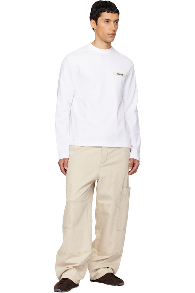 Футболка с длинными рукавами из грогрена Jacquemus, белый — фото 4
