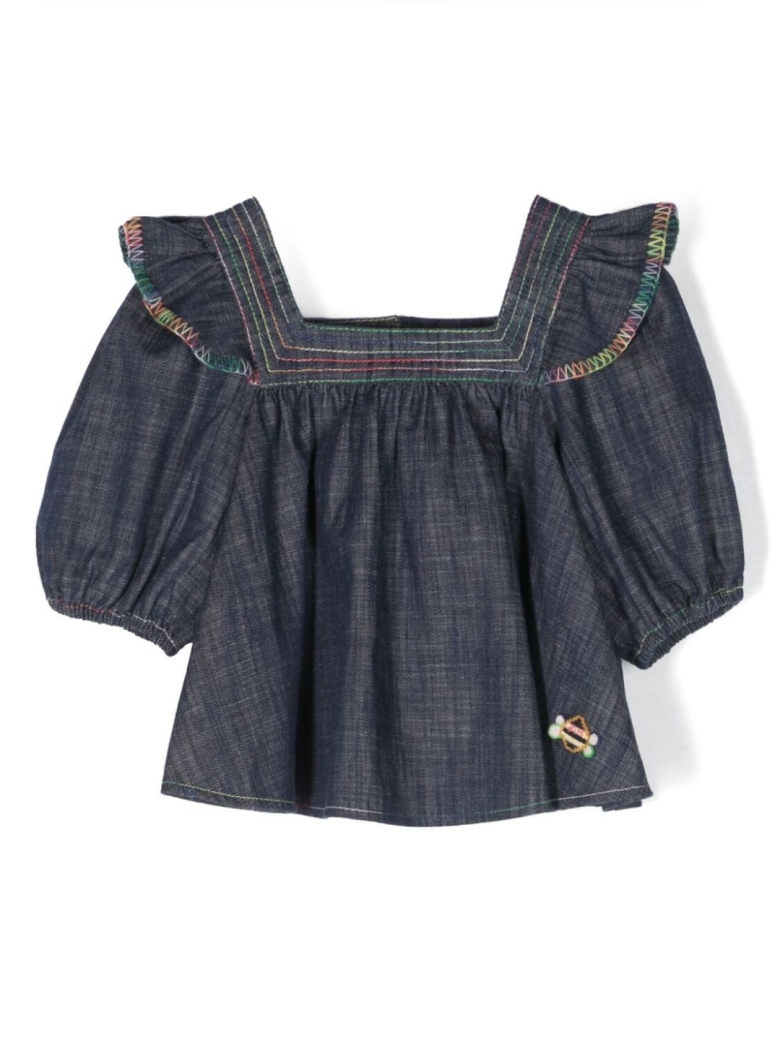 

ZIMMERMANN Kids джинсовая блузка Alight с оборками, синий