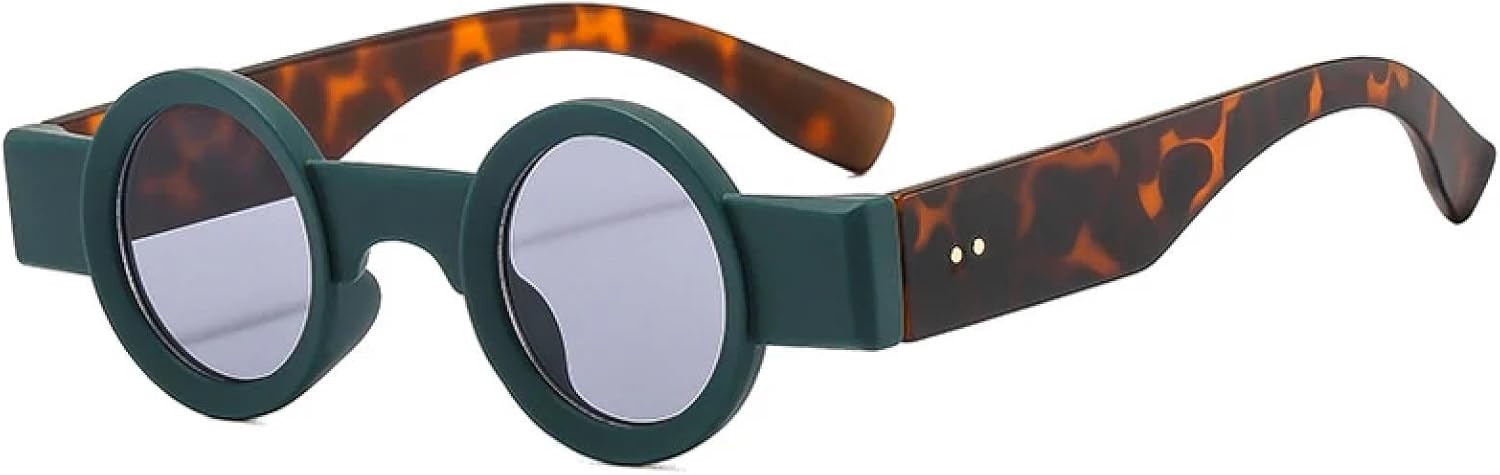 

Ретро маленькие круглые женские солнцезащитные очки в стиле панк с защитой от УФ-излучения UV400, модные очки с прозрачными линзами Ocean, мужские солнцезащитные очки с заклепками TVTBBVV, Green Light Gray