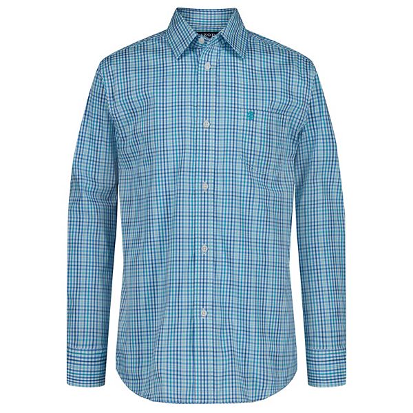 

Мальчиковая рубашка с длинным рукавом stretch provincetown plaid Izod, Turquoise