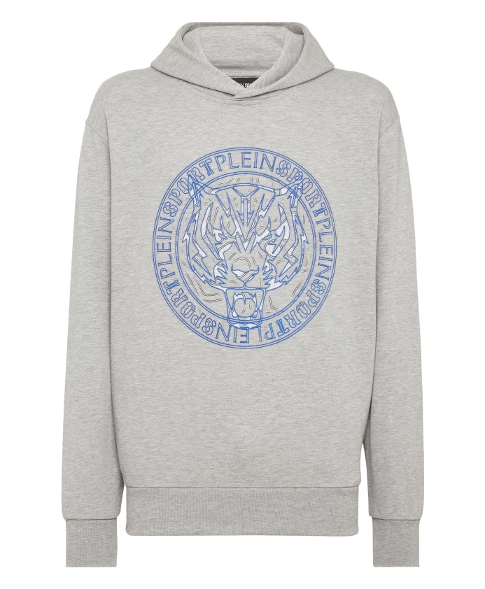 

Толстовка с капюшоном и изображением тигра Plein Sport, серый