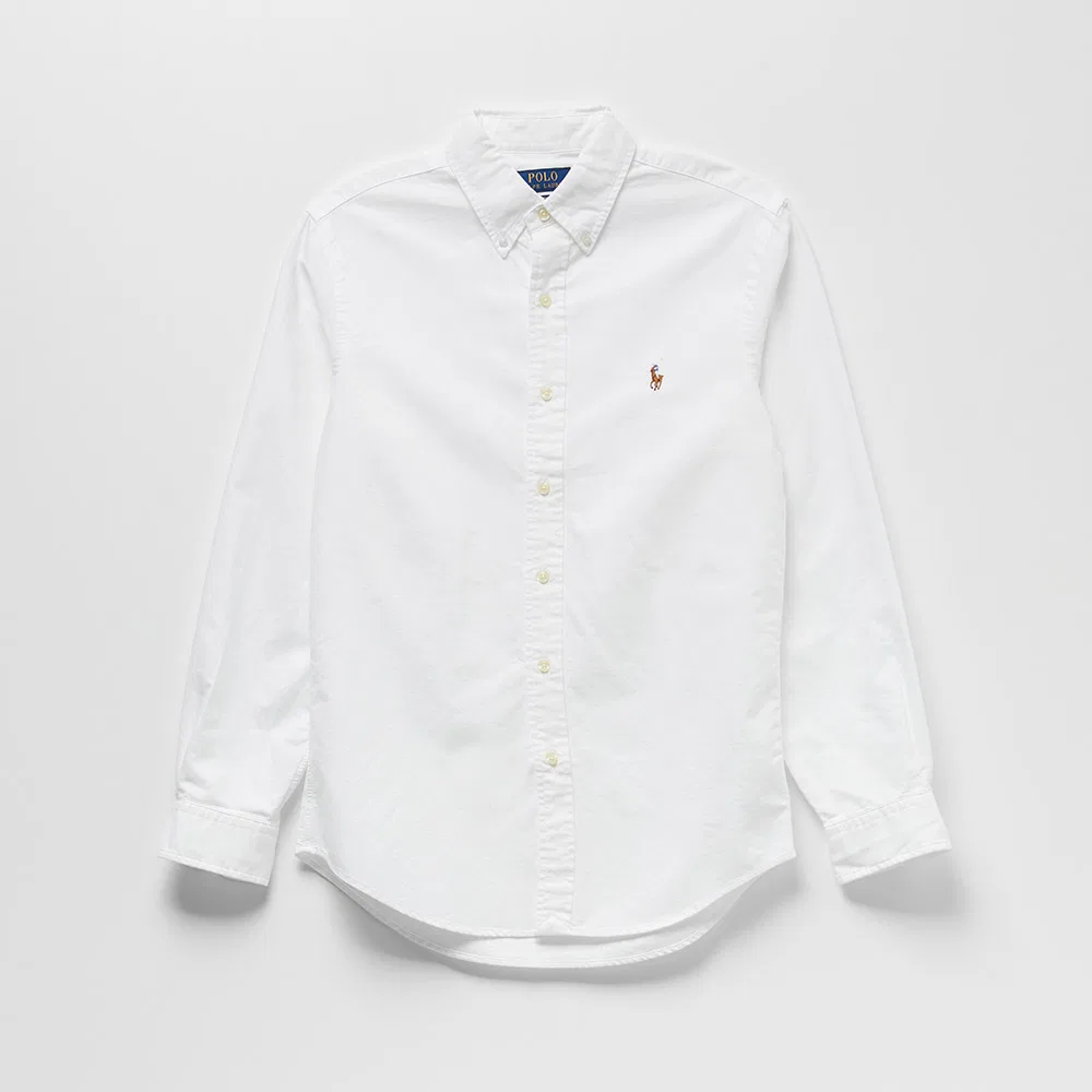 Мужская оксфордская рубашка Custom Fit белого цвета от Polo Ralph Lauren