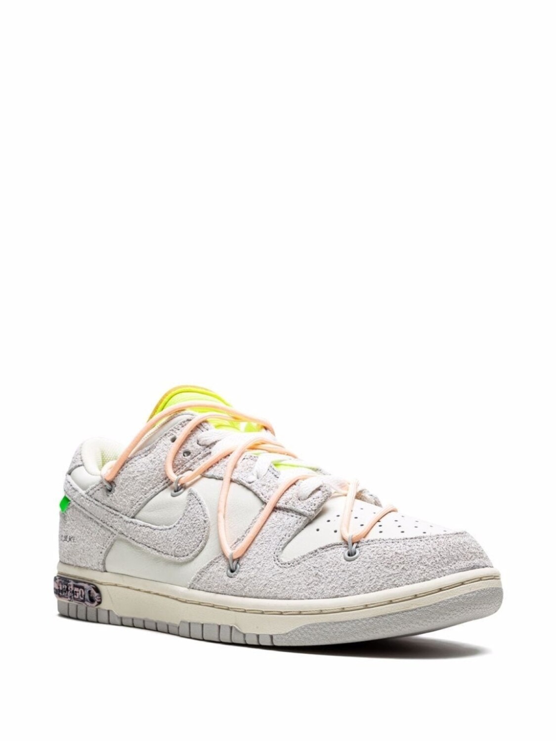 Кроссовки Nike х Off-White Dunk Low, серый/белый/желтый — фото 2