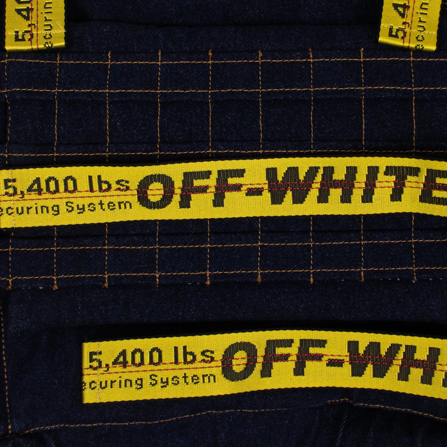Off-White Джинсовая куртка-жилет с техническими ремнями, цвет Синий — фото 3