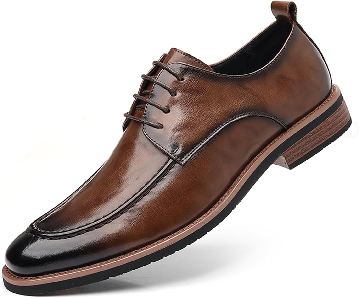 

Кожаные оксфорды на шнуровке для мужчин, британский винтажный носок с утяжкой, противоскользящие, с заостренным носком, бизнес-обувь для коммутирования, праздничная обувь для официальных мероприятий на улице Foapts, коричневый