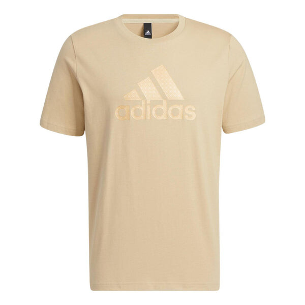 

Футболка adidas Solid Color Large Logo Printing Athleisure Casual Sports Short Sleeve Brown, мультиколор