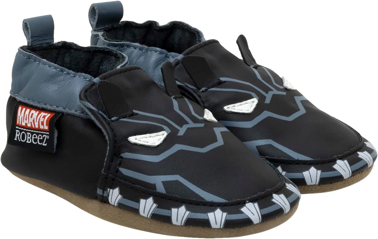 

Пинетки Robeez для мальчиков и мягкие обувь с противоскользящей подошвой для кроватки, тапочки-мокасины для младенцев и малышей, 0-24 месяца, черный