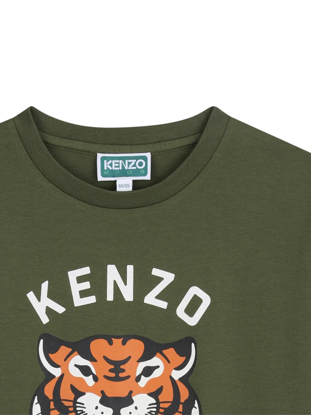 Футболка с тигровым принтом Kenzo Kids, зеленый — фото 3