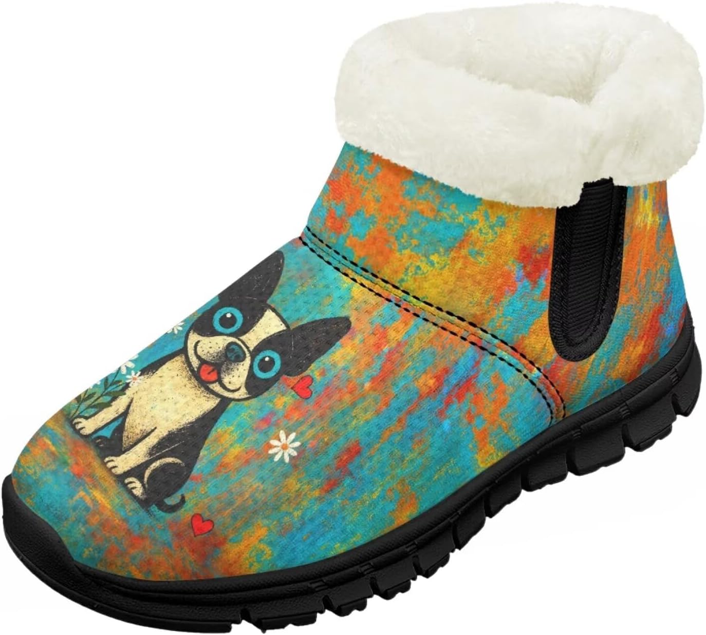 

Детские зимние ботинки для девочек с меховой подкладкой, с короткой подошвой, противоскользящие, легкие уличные теплые ботинки для малышей Pointodoor, Art Dog Cat