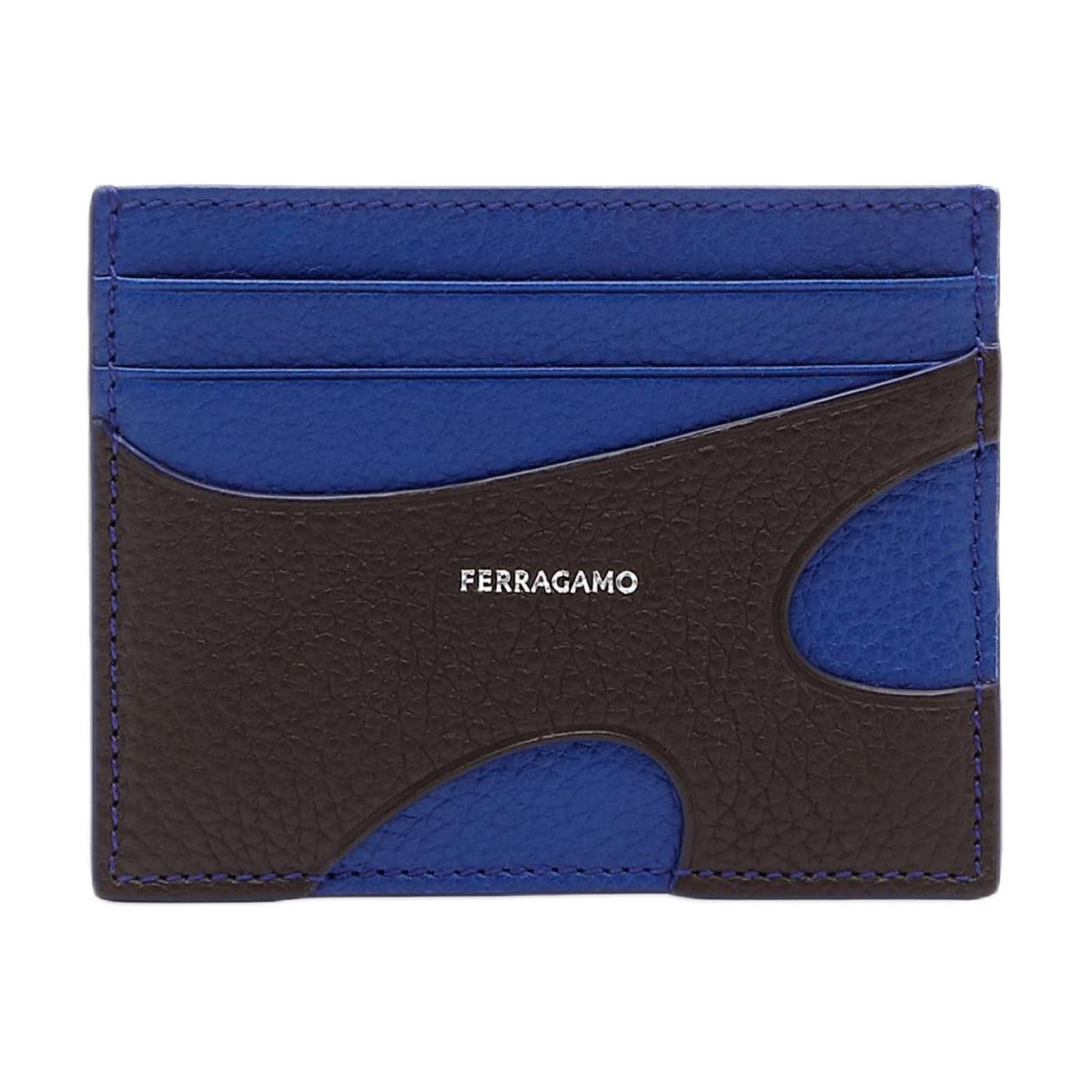 

Ferragamo Кошелек для карт мужской Hammered Texture Calfskin Lapis Lazuli