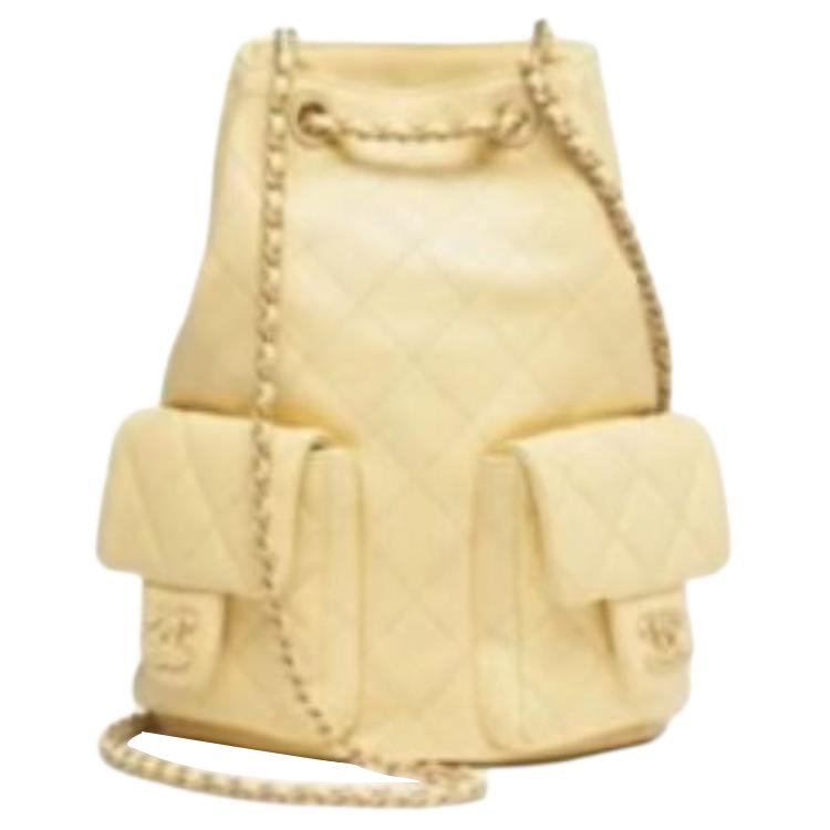

CHANEL Женский рюкзак из овчины желтый