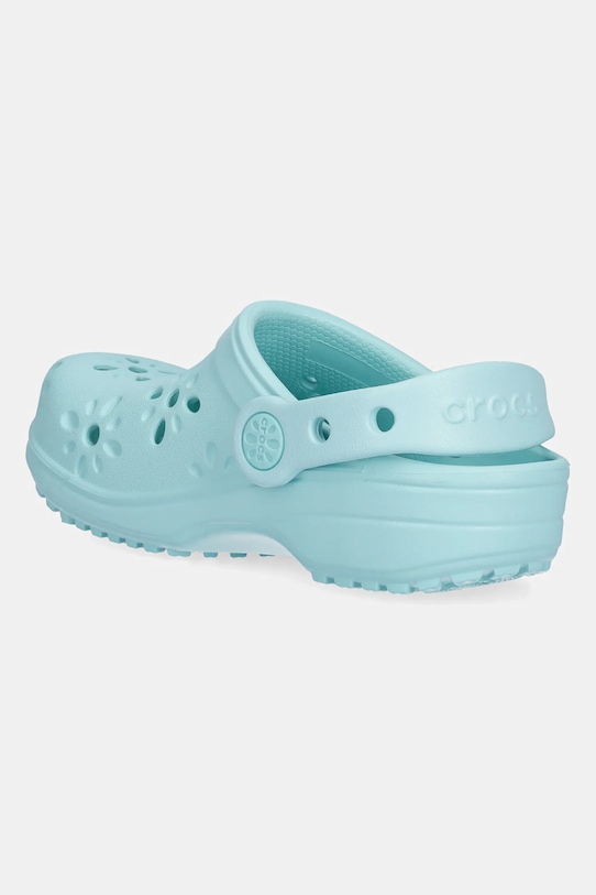 Классические детские сабо с цветочным принтом и ажурными вырезами Crocs, бирюзовый — фото 3