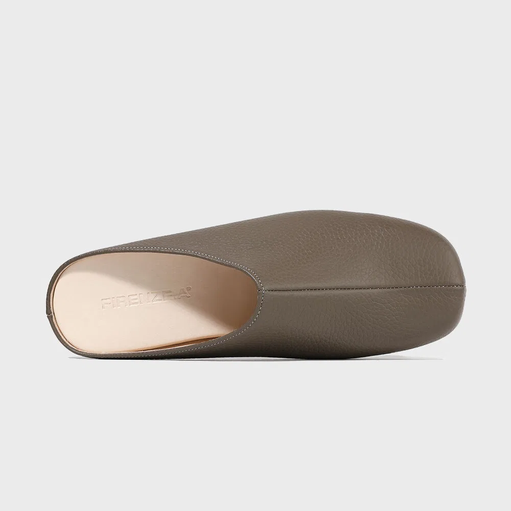 Унисекс мюли Minimal Volume Toe из натуральной кожи хаки-коричневые от Firenze.A — фото 4