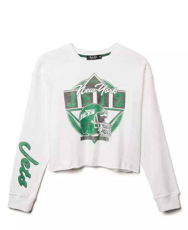 

Женская флисовая куртка с укороченным воротником в виде шлема команды «Нью-Йорк Джайентс» из НФЛ Junk Food Clothing, белый