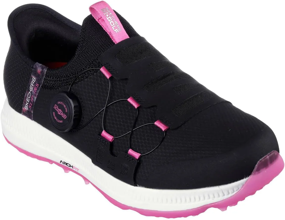 Мужские гольф-туфли Skechers Go Golf Elite 5 Arch Fit водонепроницаемые с удобной посадкой, черный/розовый — фото 4