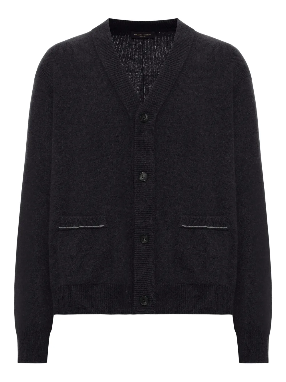 

Шерстяной кардиган с V-образным вырезом Roberto Collina, черный