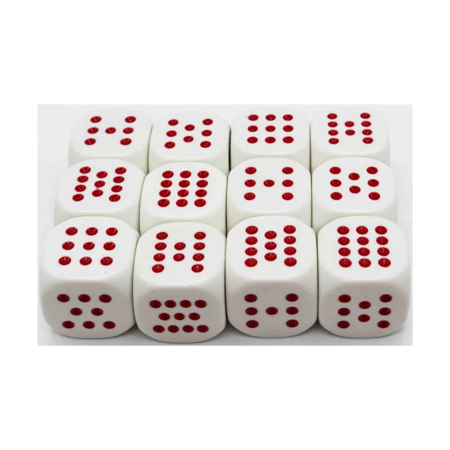 

d6 Пятнистые кубики 7-12 – белые с красным (12), Dice - Symbols, Functional & Unique Dice