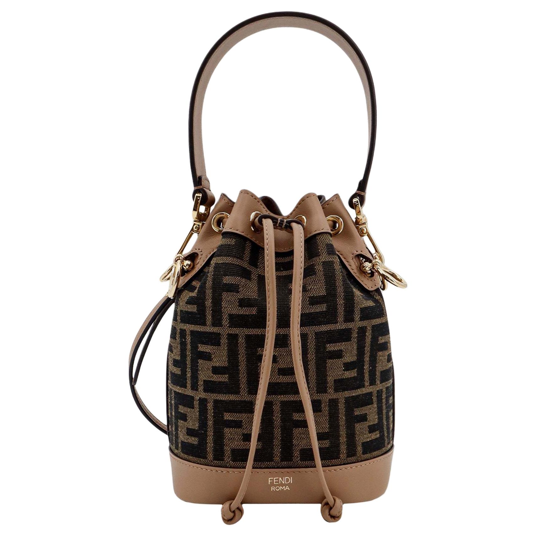 

FENDI Сумка-ведро Mon Tresor из телячьей кожи, сумка-мессенджер, сумка через плечо, сумка-трубы, женская, коричневая