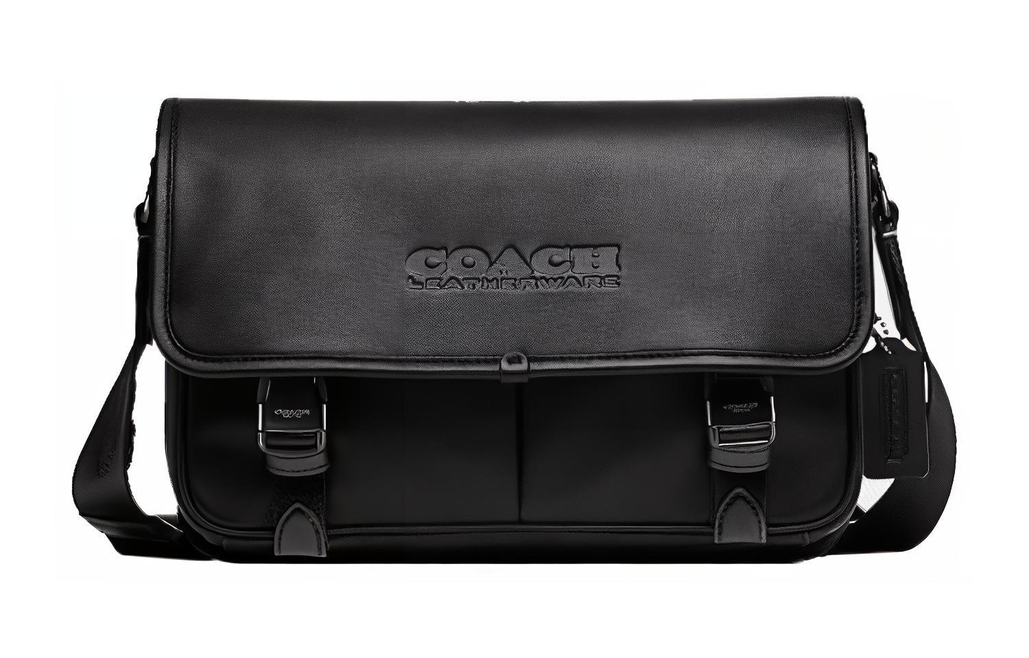 

COACH Кожаная сумка через плечо мужская большая черная