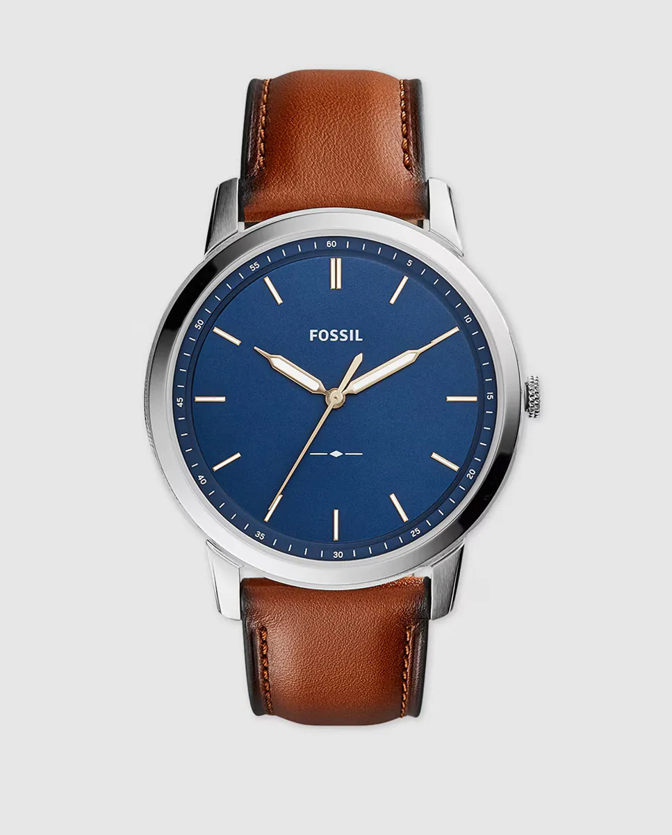 

Fossil The Minimalist FS5304 Коричневые кожаные мужские часы, коричневый