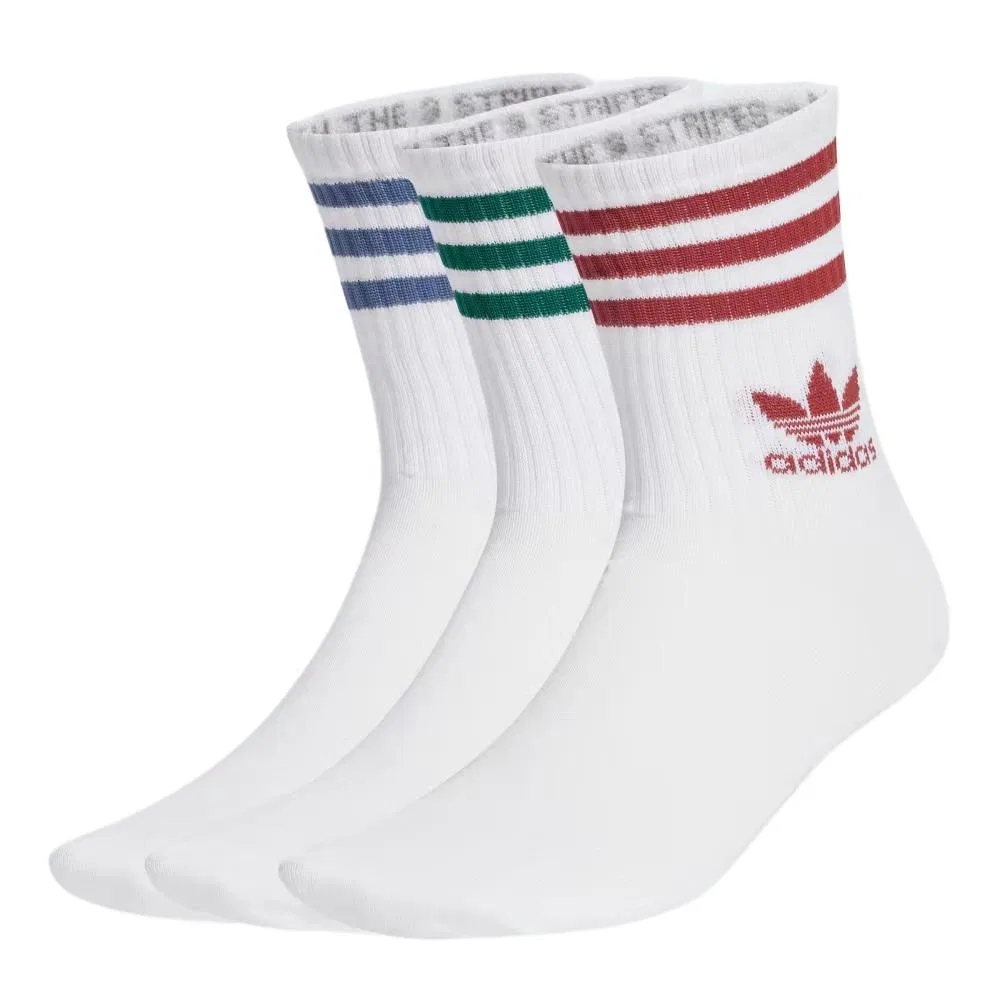Носки средней высоты 3 пары Adidas Белый/Бордовый/Темно-синий/Зеленый