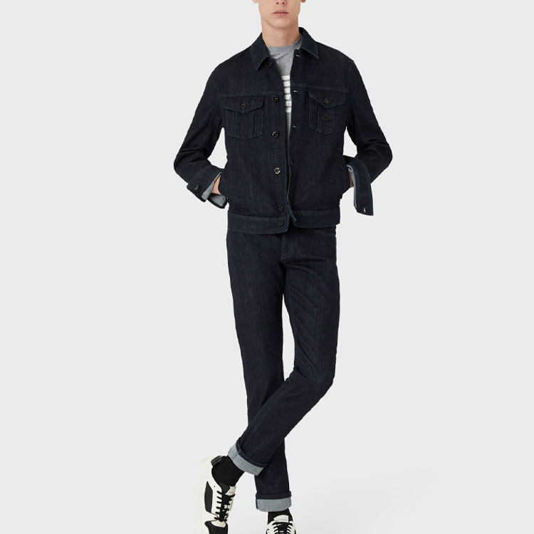 EMPORIO ARMANI Джинсовая куртка мужская синяя, Blue — фото 4