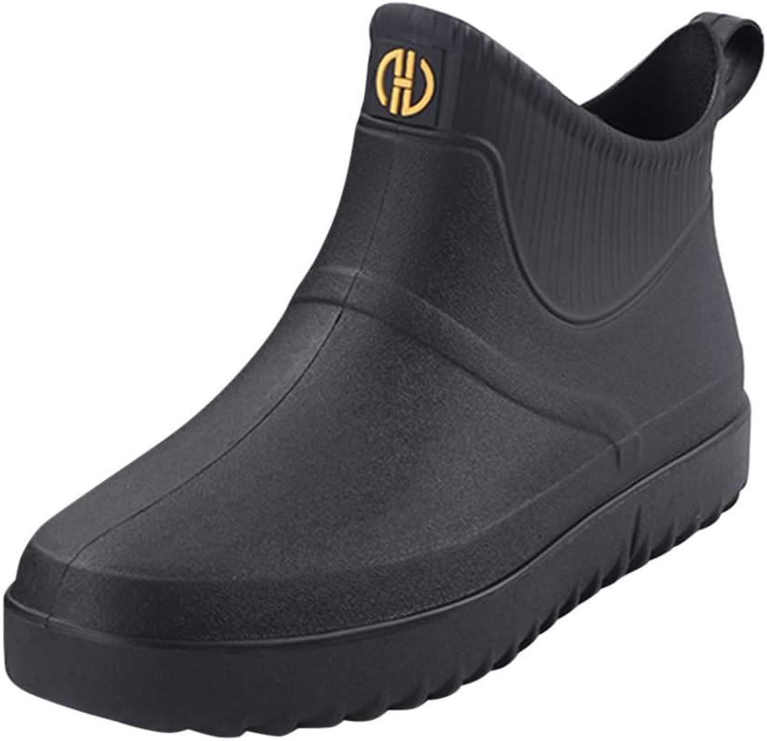 

Универсальные ботинки противоскользящие водонепроницаемые для мужчин, дождевые, укороченные повседневные модные туфли, мужская повседневная обувь, классические туфли, удобные, размер 8 Generic, Black