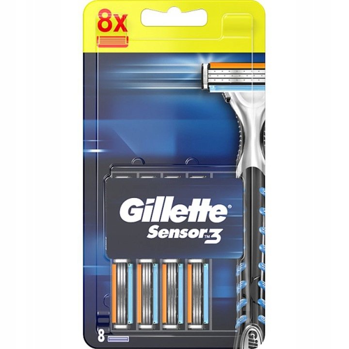 Подарочный набор Gillette Sensor из 3 кассет с лезвиями (8 шт.) + пена для бритья — фото 3