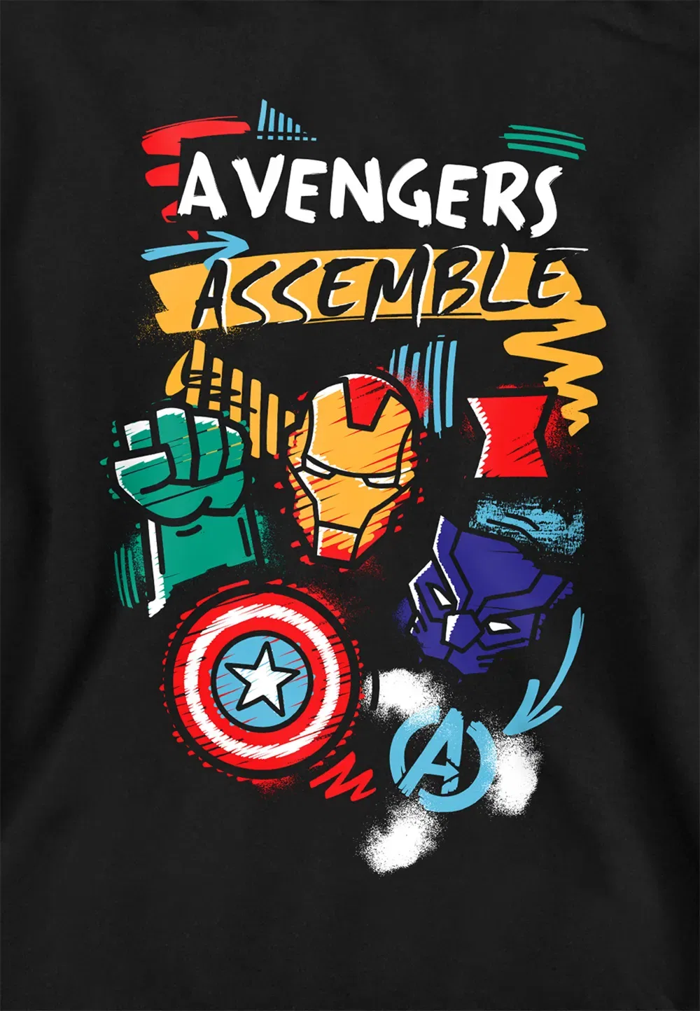 Детская худи Marvel Superhero Trio, черная, черный — фото 2