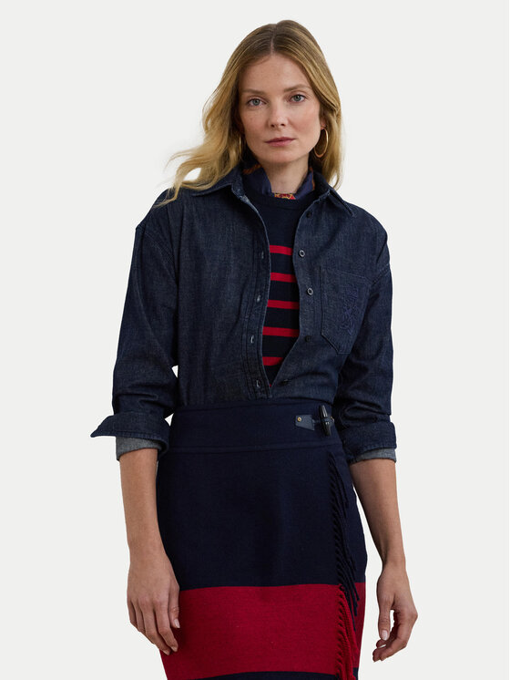 

Свободная джинсовая рубашка 200957620 Lauren Ralph Lauren, синий